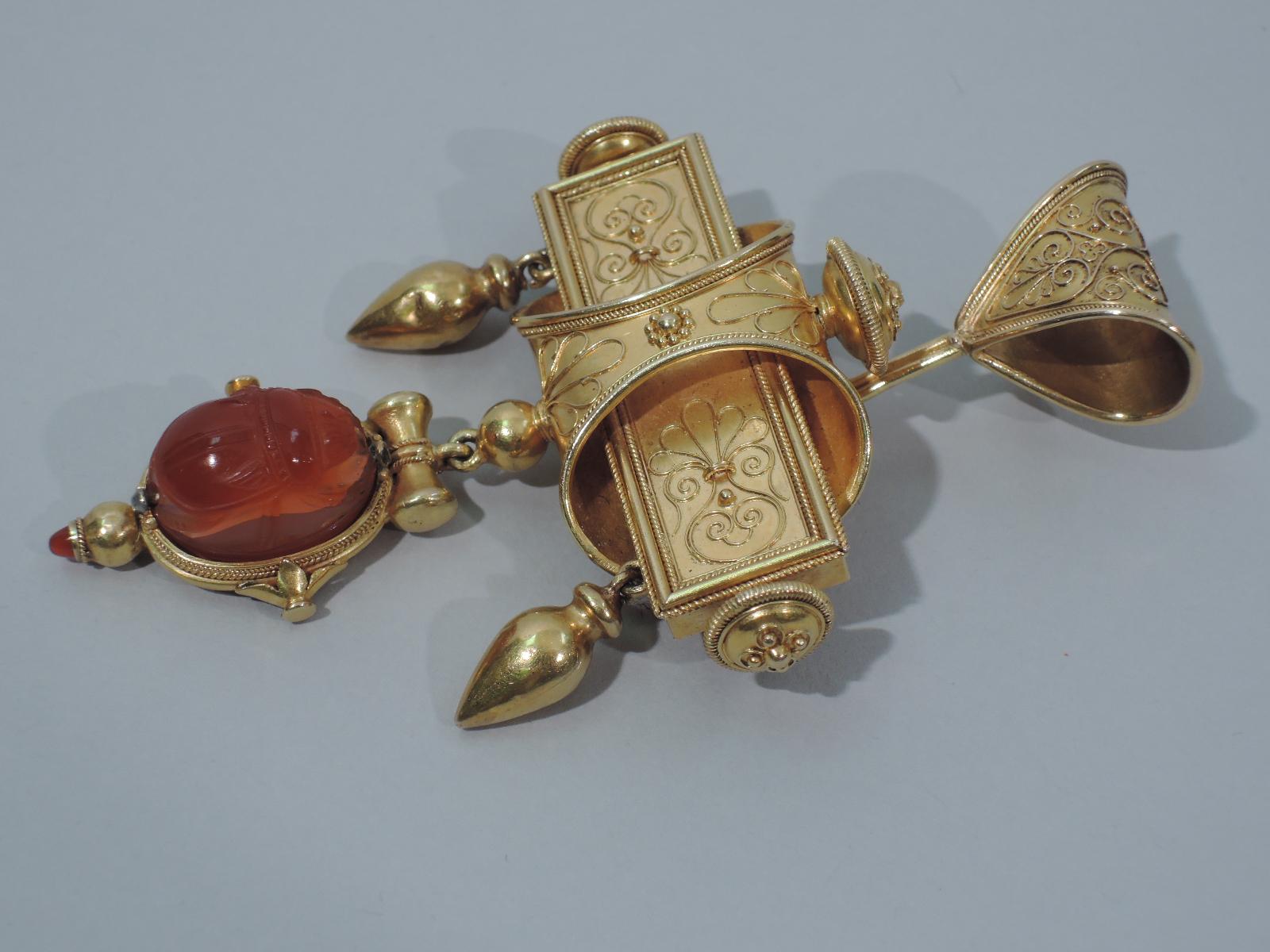 Egyptian Revival 18 Karat Gold Pendant with Scarab In Excellent Condition In New York, NY