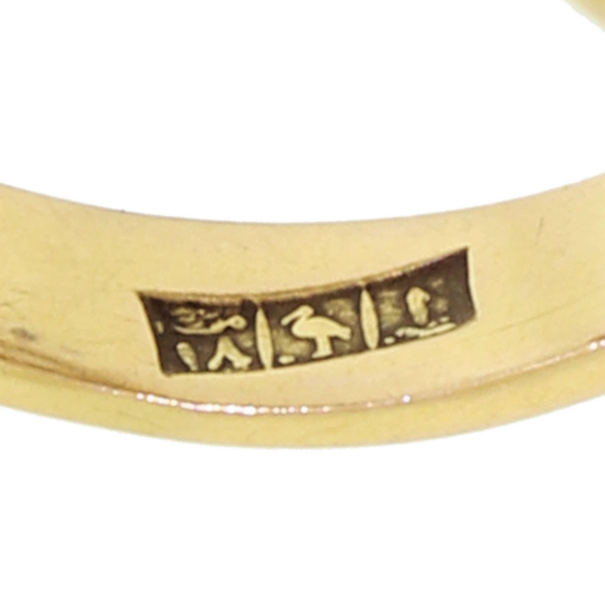 Egyptian Revival 18 Karat Yellow Gold Scarab Ring Vintage Enamel Beetle Bug 2