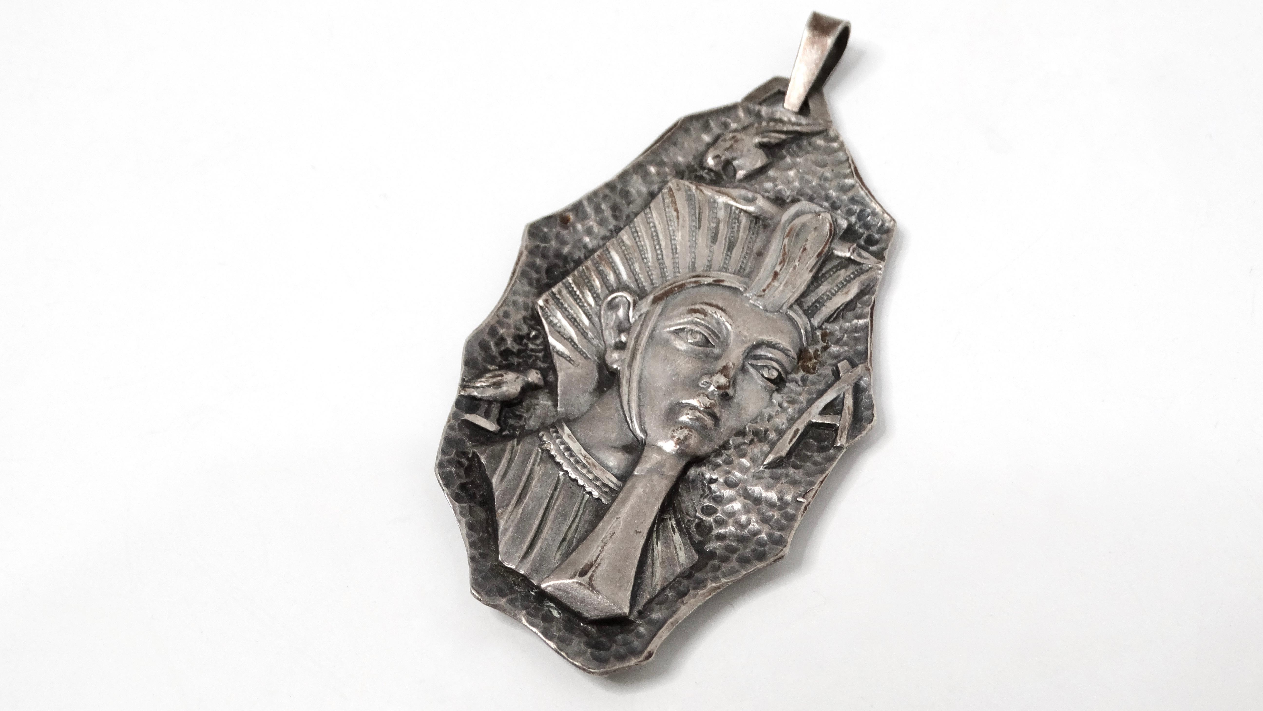 da uomo o donna Ciondolo grande in argento 800 di epoca egiziana Circa 1900 in vendita
