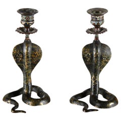 Egyptian Revival Art Deco Bronze Candlesticks