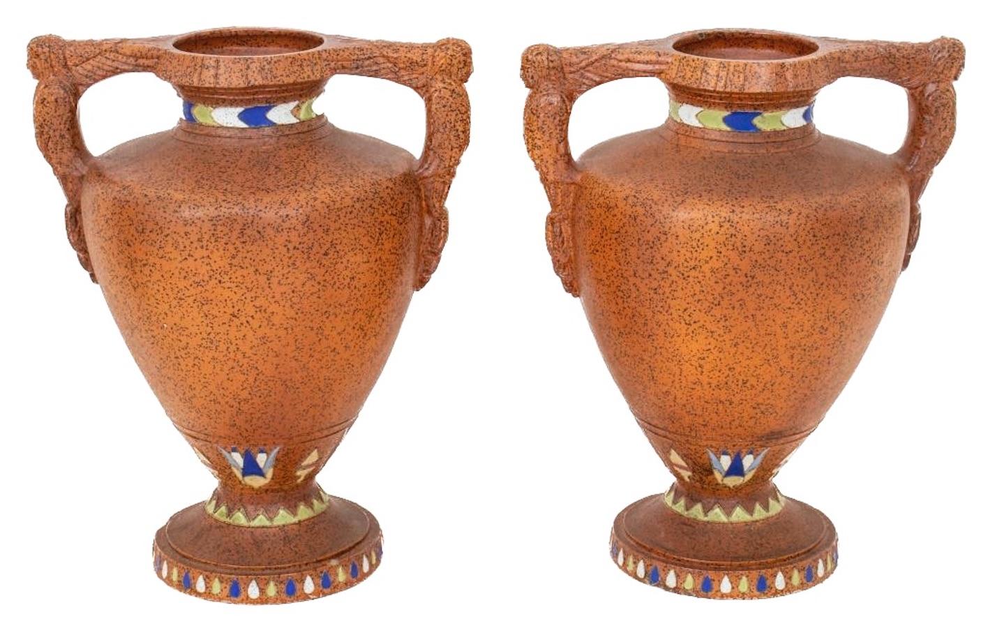 Egyptian Revival Art Deco Style Pair Vase For Sale 4