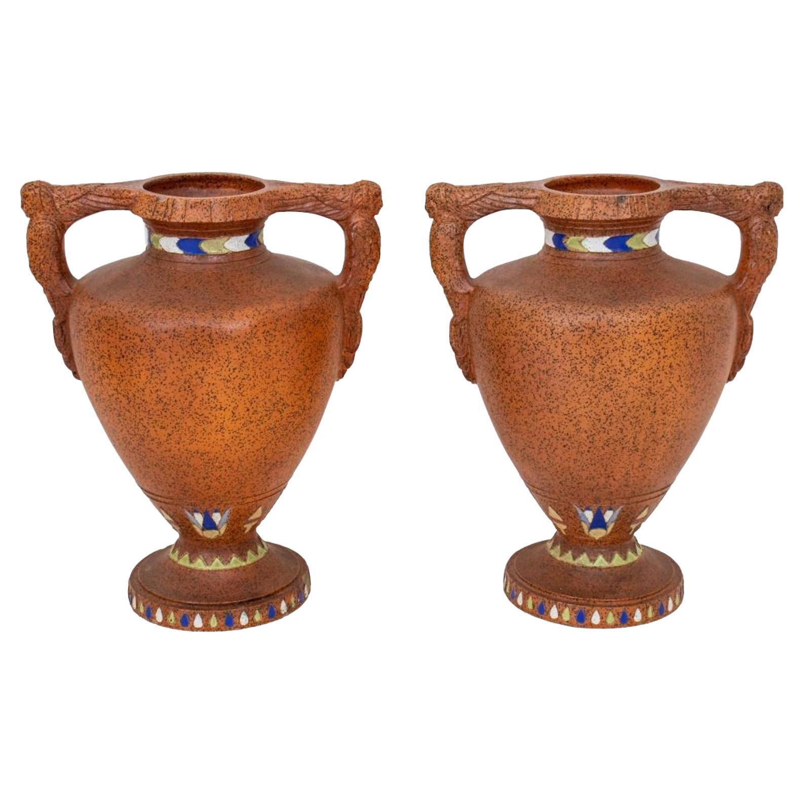 Egyptian Revival Art Deco Style Pair Vase For Sale