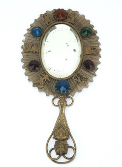 Miroir à main bijoutier de style Revive égyptien, C.C. 1930