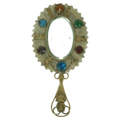 Egyptian Revival Bejeweled Hand Mirror, C.1930