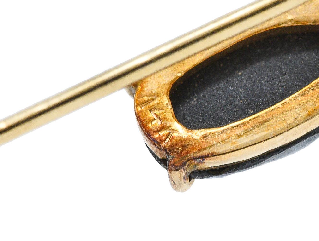 Women's or Men's Egyptian Revival Bismuth 14 Karat Gold Scarab Beetle Stickpin