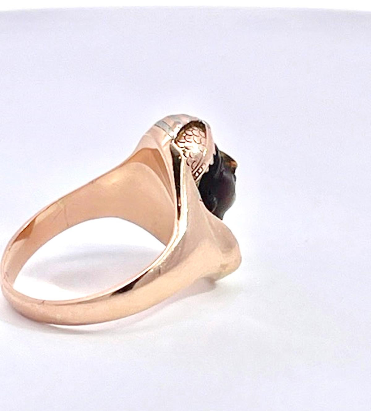 Egyptian Revival Black Onyx Pharaoh Ring  For Sale 3