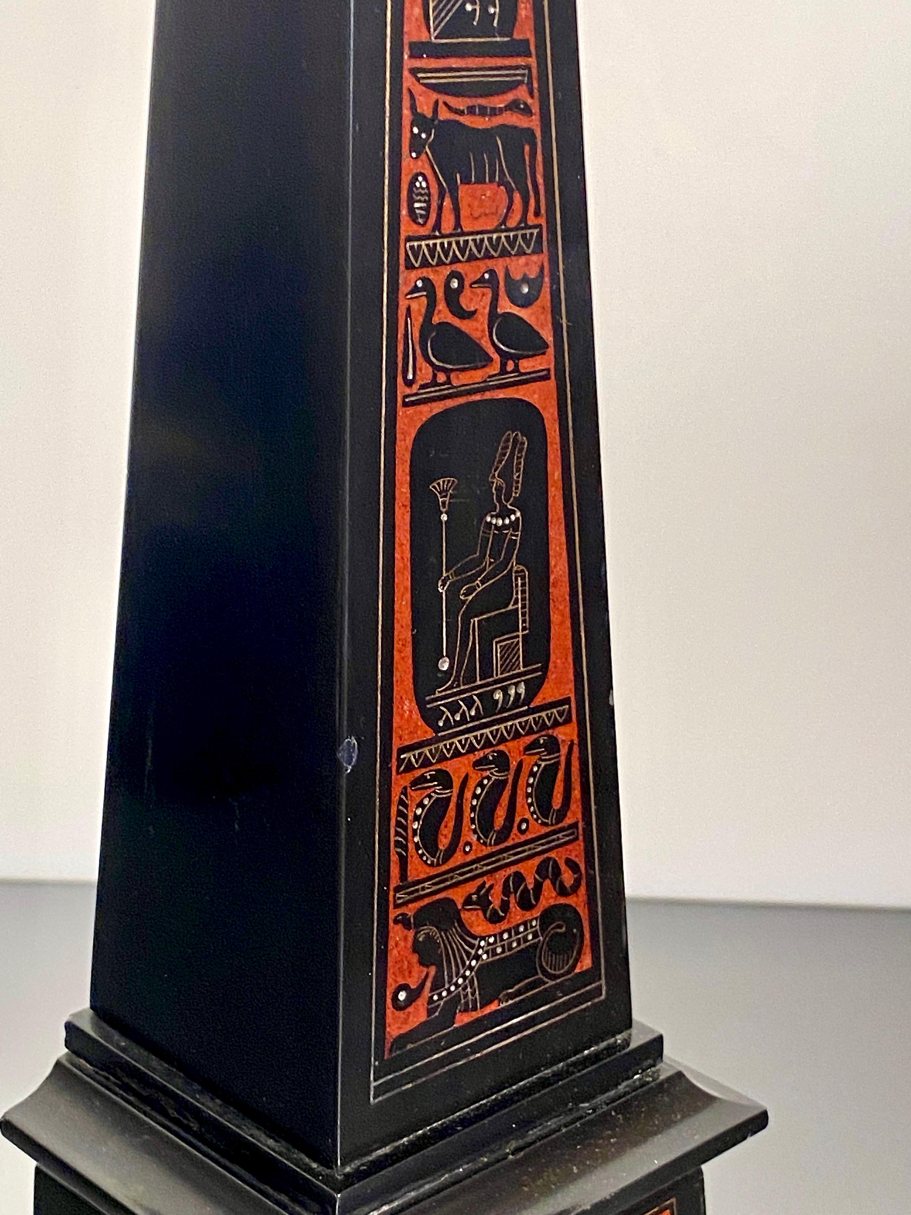 Egyptian Revival Black Rouge Griotte Marble Obelisk Grand Tour Pair 19th Century For Sale 7