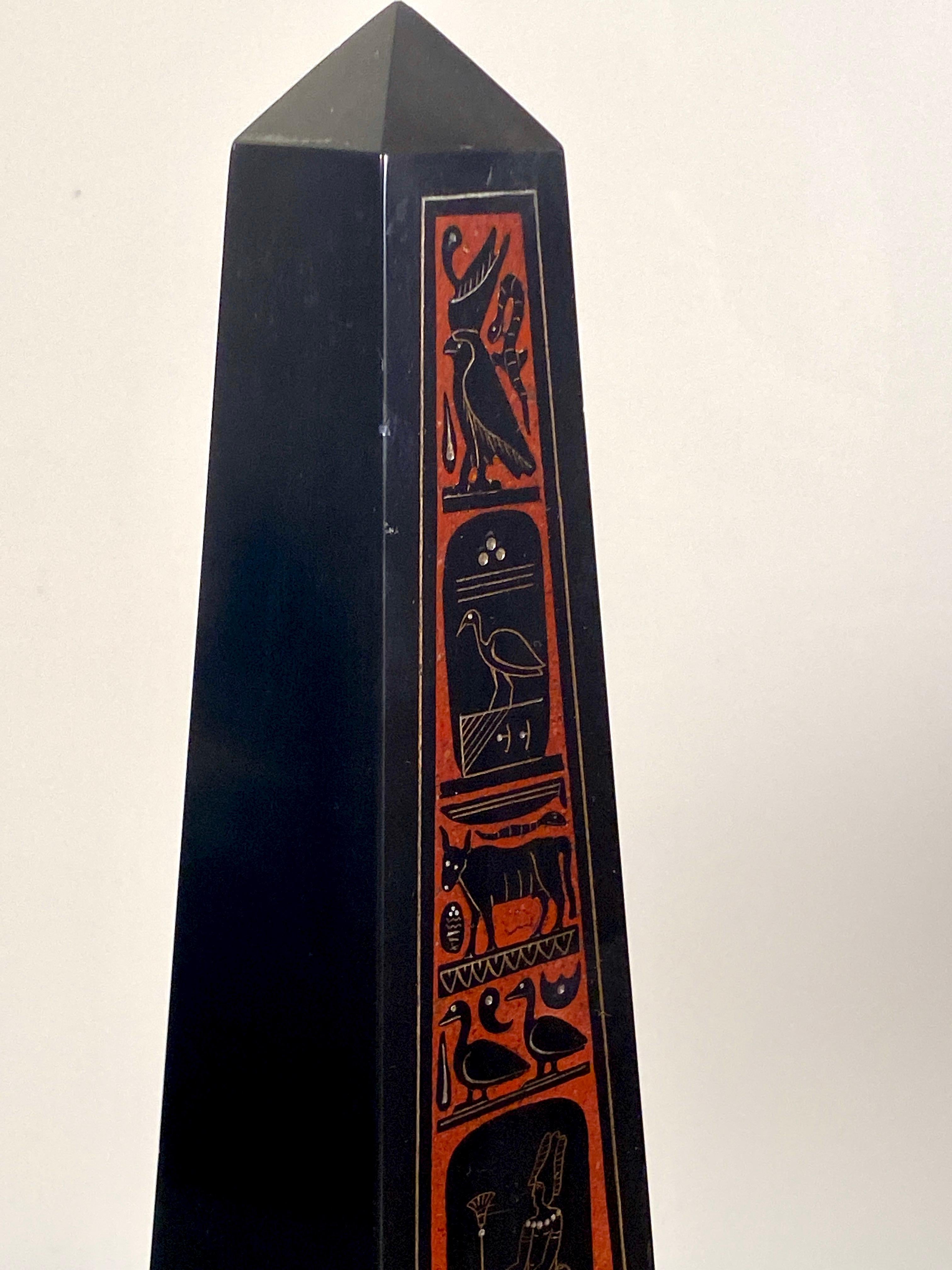 Egyptian Revival Black Rouge Griotte Marble Obelisk Grand Tour Pair 19th Century For Sale 2