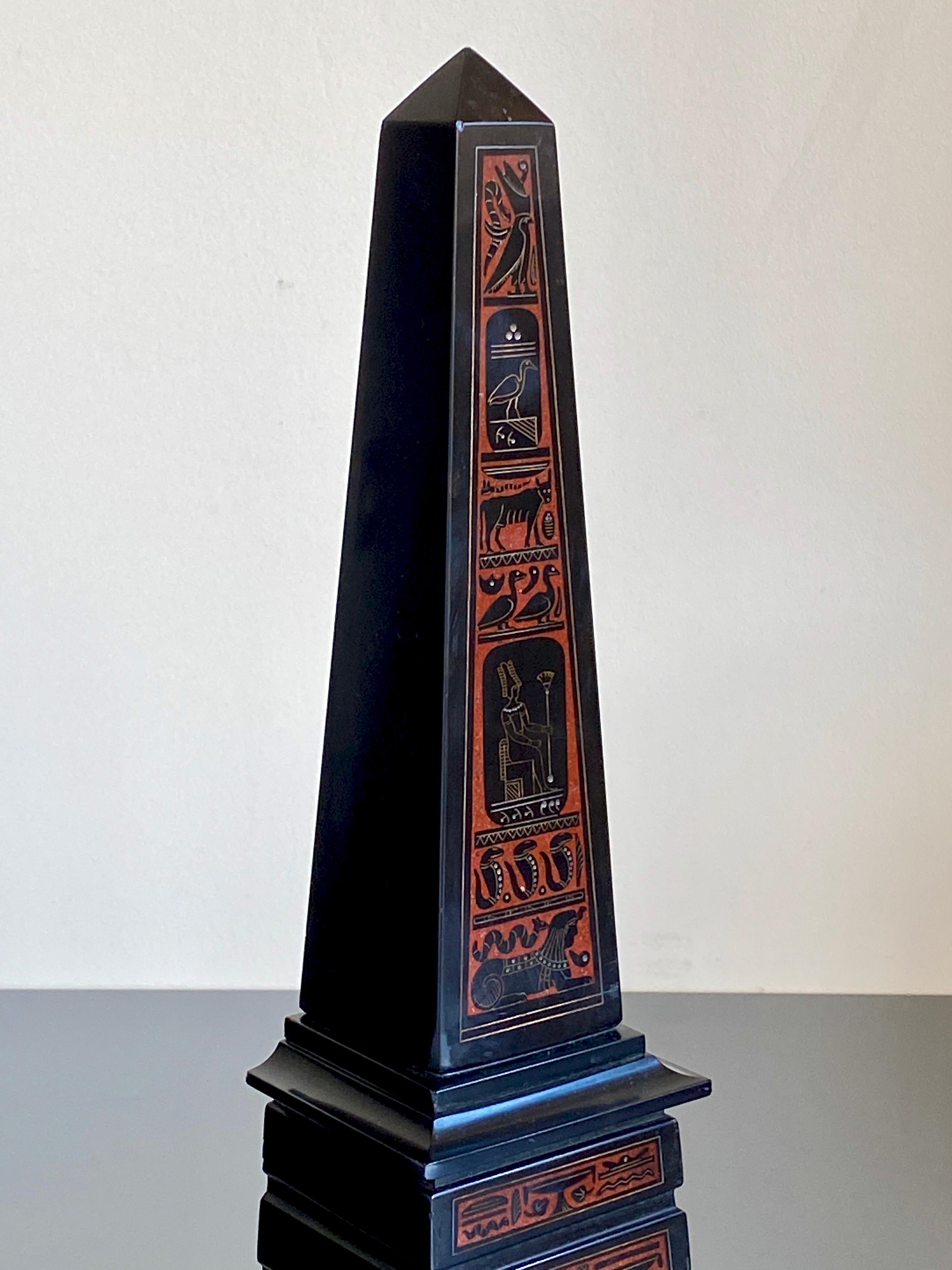 Egyptian Revival Black Rouge Griotte Marble Obelisk Grand Tour Pair 19th Century For Sale 3