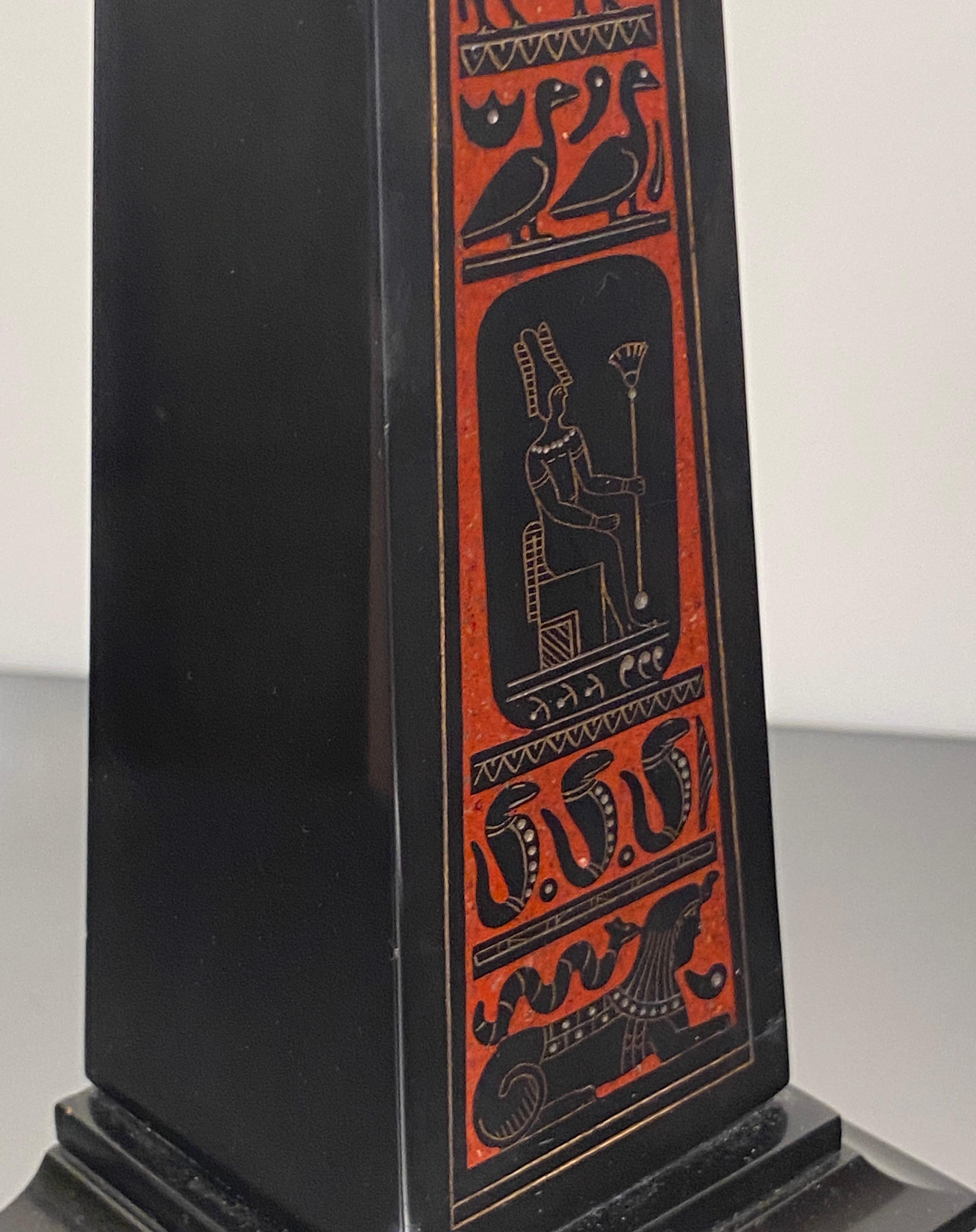Egyptian Revival Black Rouge Griotte Marble Obelisk Grand Tour Pair 19th Century For Sale 4