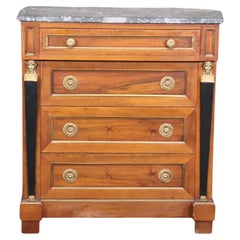 Egyptian Revival Bronze Mounted Marble Top Walnut Commode For Bambergers
