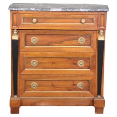 Egyptian Revival Bronze Mounted Marble Top Walnut Commode For Bambergers