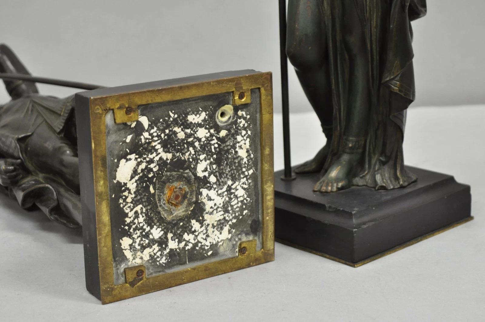 Egyptian Revival Bronze Priest & Priestess Figures after Émile Louis Picault For Sale 10
