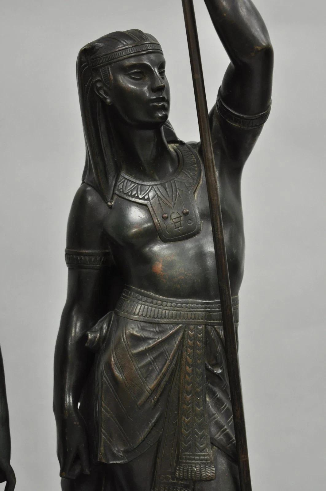 Unknown Egyptian Revival Bronze Priest & Priestess Figures after Émile Louis Picault For Sale