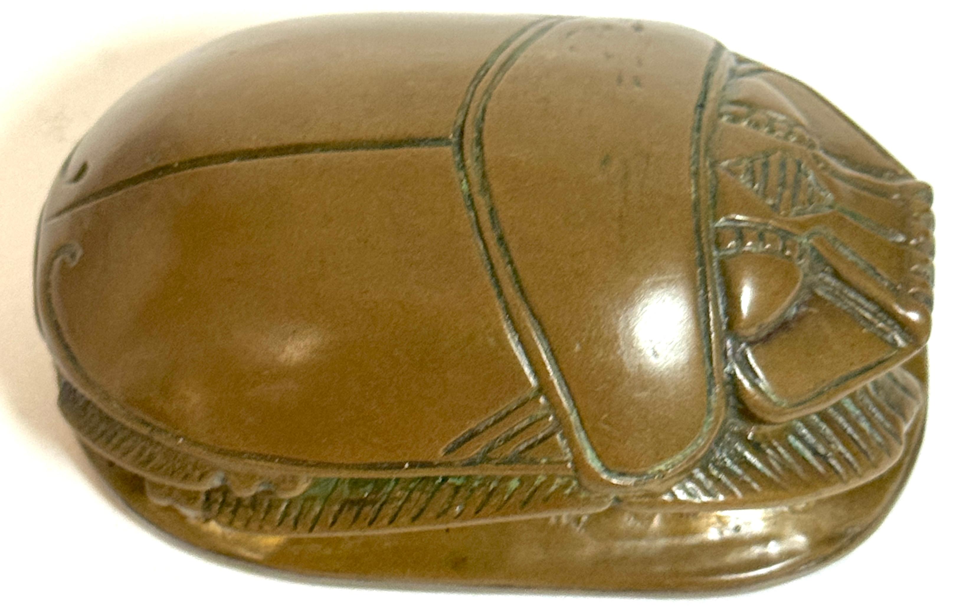 Egyptian Revival Bronze Scarab Paperweight with Hieroglyphic Inscription For Sale 7