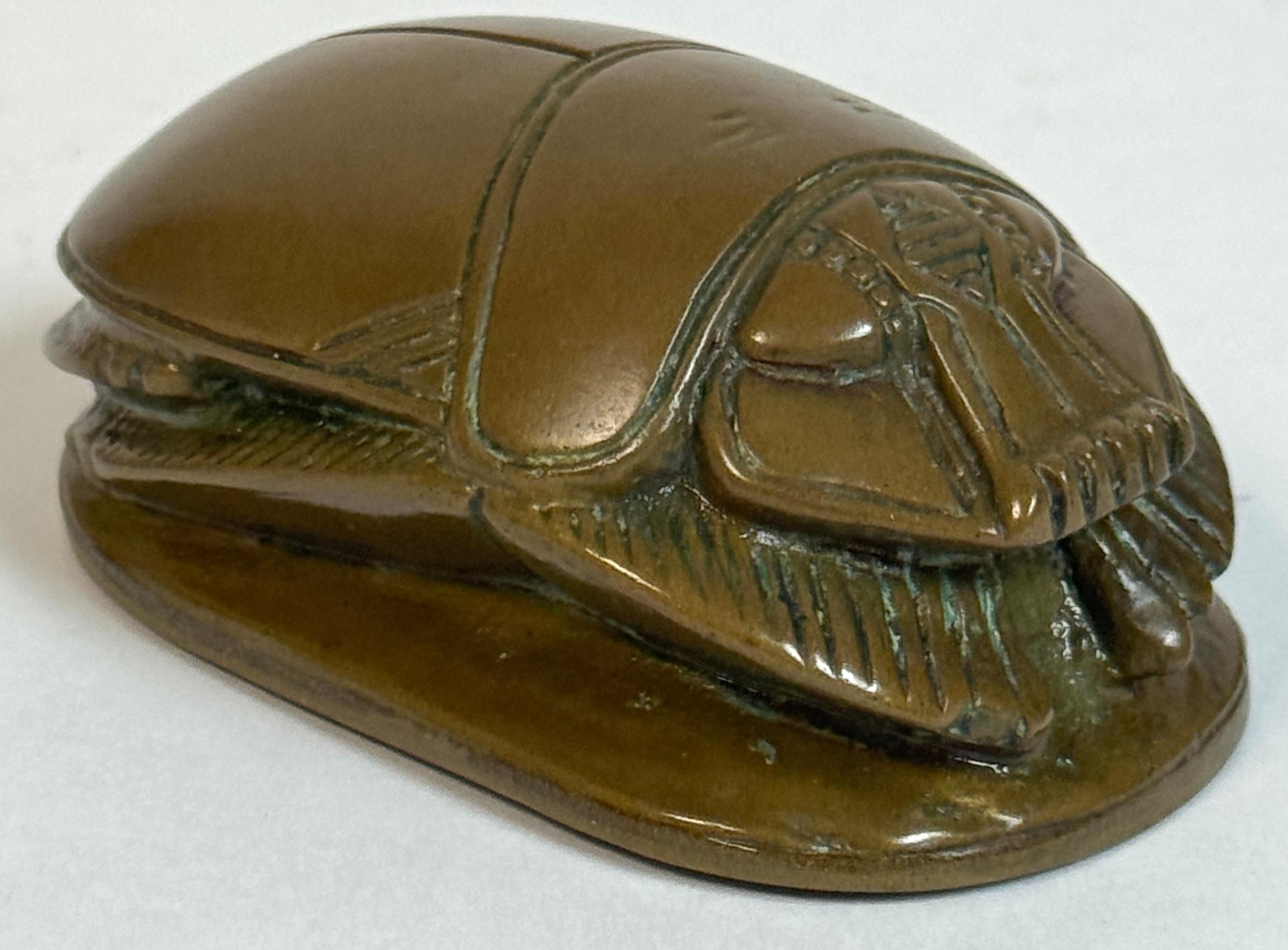 Egyptian Revival Bronze Scarab Paperweight with Hieroglyphic Inscription For Sale 8