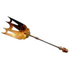 Forchetta da buffet in argento sterling Egyptian Revival by Wendt con edera lavata in oro