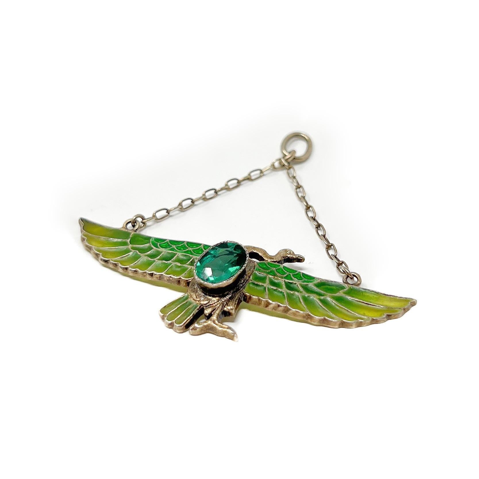 Egyptian Revival c.1900 German Silver Gilt and Plique-à-Jour Antique Pendant Pour femmes en vente