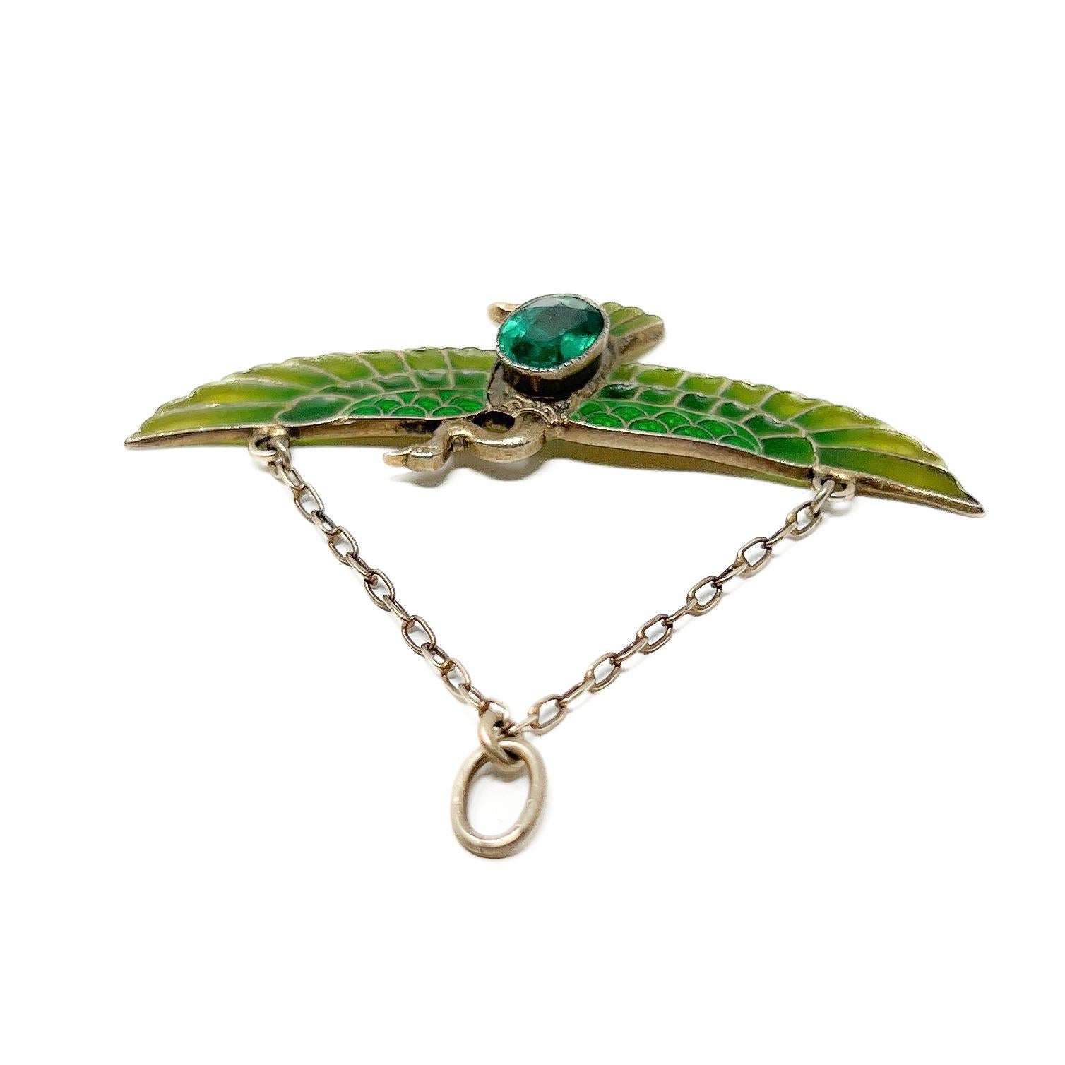 Egyptian Revival c.1900 German Silver Gilt and Plique-à-Jour Antique Pendant en vente 1