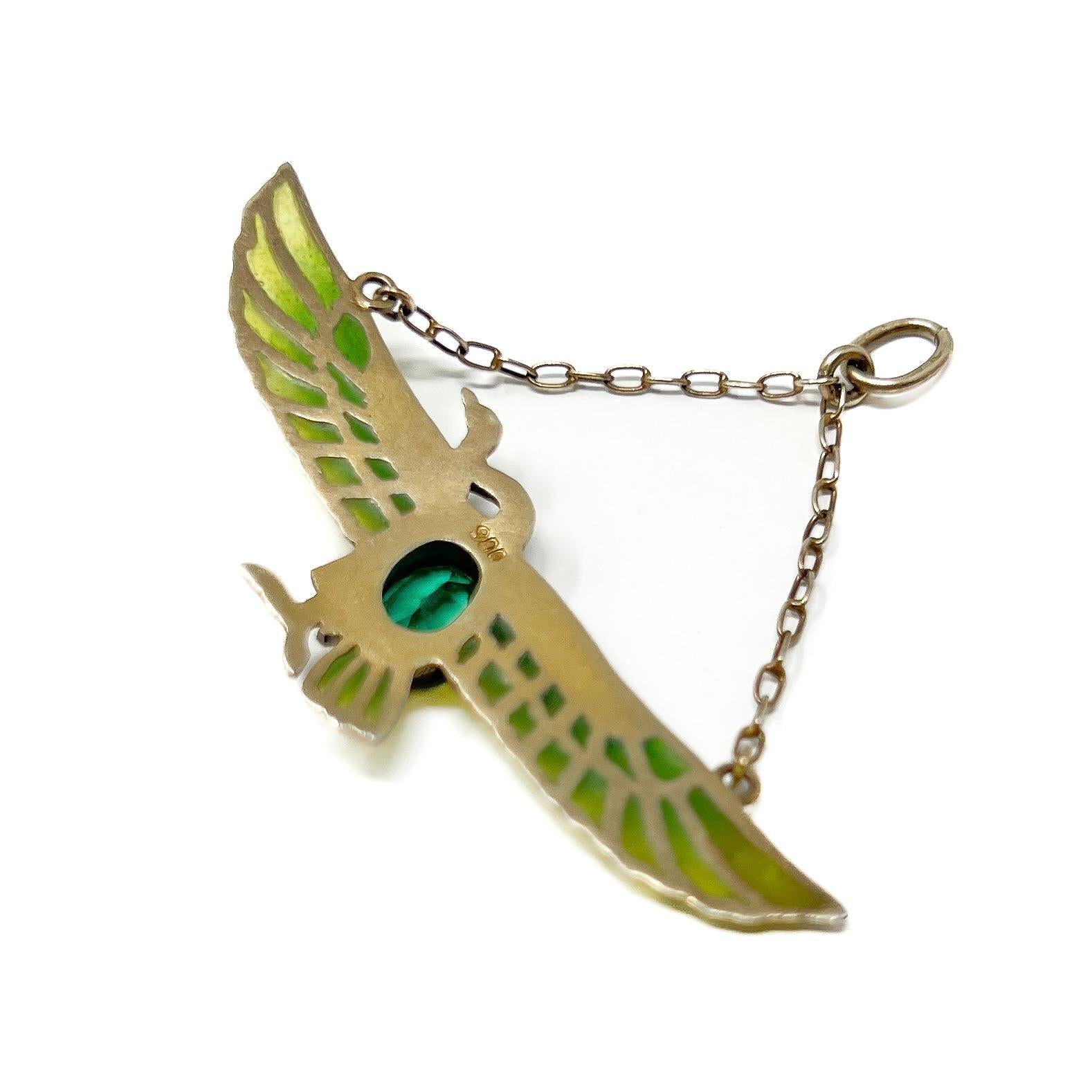 Egyptian Revival c.1900 German Silver Gilt and Plique-à-Jour Antique Pendant en vente 3
