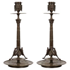 Used Egyptian Revival Candlestick Pair