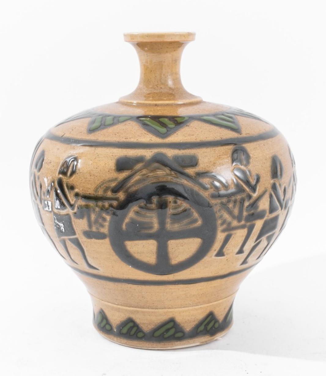 Contemporary Egyptian Revival Ceramic Vase, 1940s For Sale