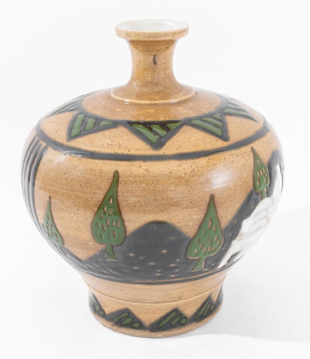 Pottery Egyptian Revival Ceramic Vase, 1940s For Sale
