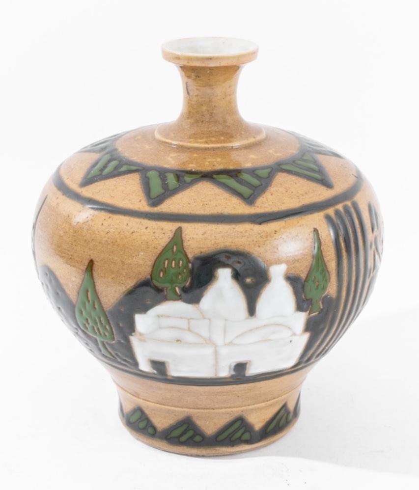 Egyptian Revival Ceramic Vase, 1940s For Sale