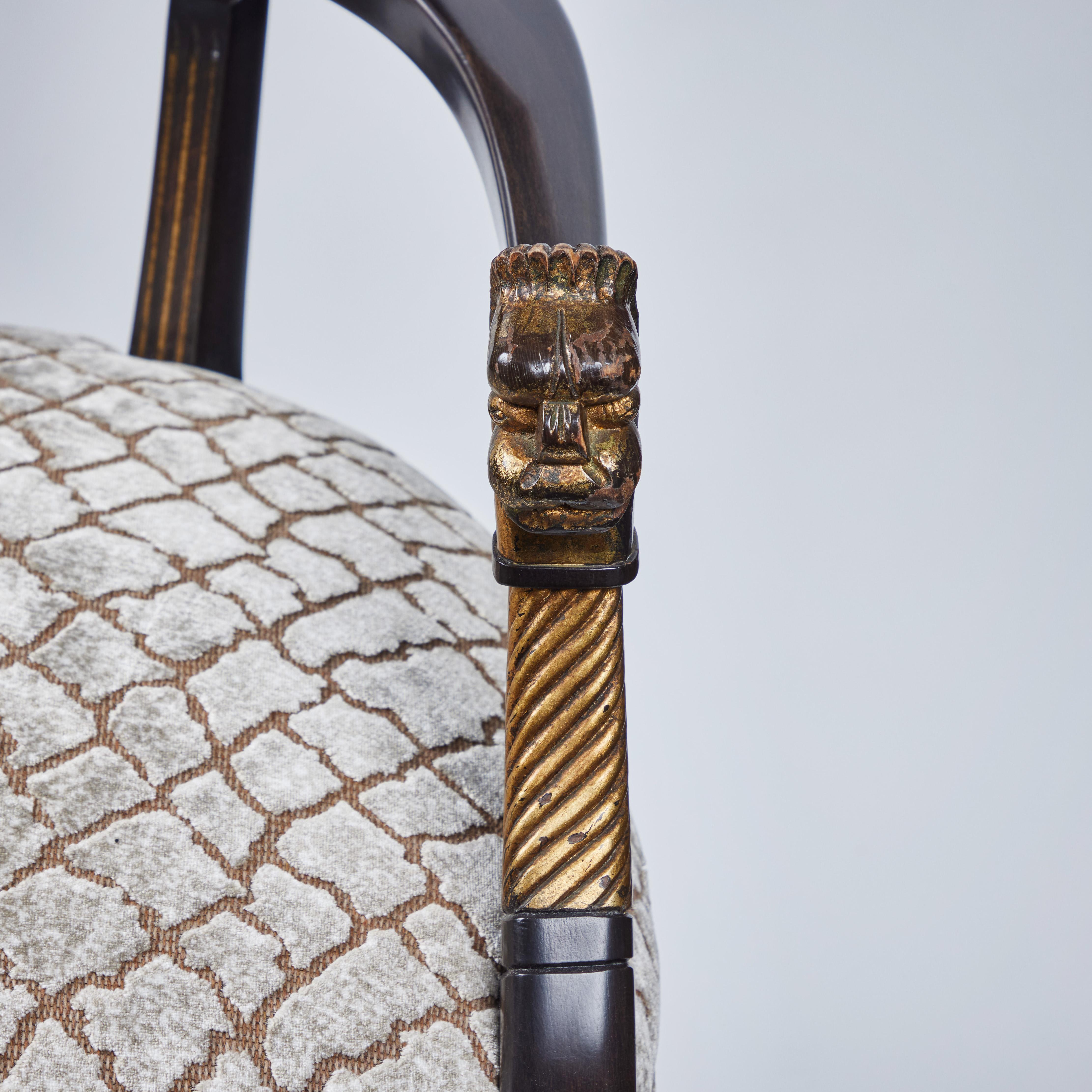 Fabric Egyptian Revival Chair, circa early 20th Century
