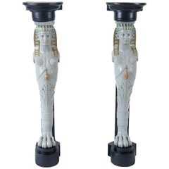 Egyptian Revival Corner Pedestals, Style of Madeleine Castaing