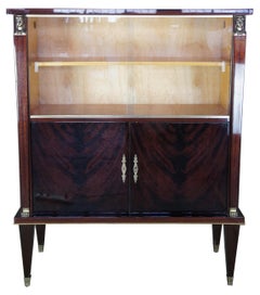Egyptian Revival Crotch Mahogany and Maple Bar Library Bookcase Art Deco Style