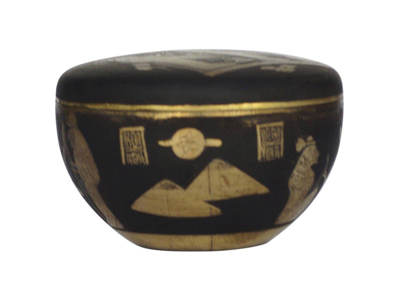 Brass Egyptian Revival Damascene Decorative Box For Sale