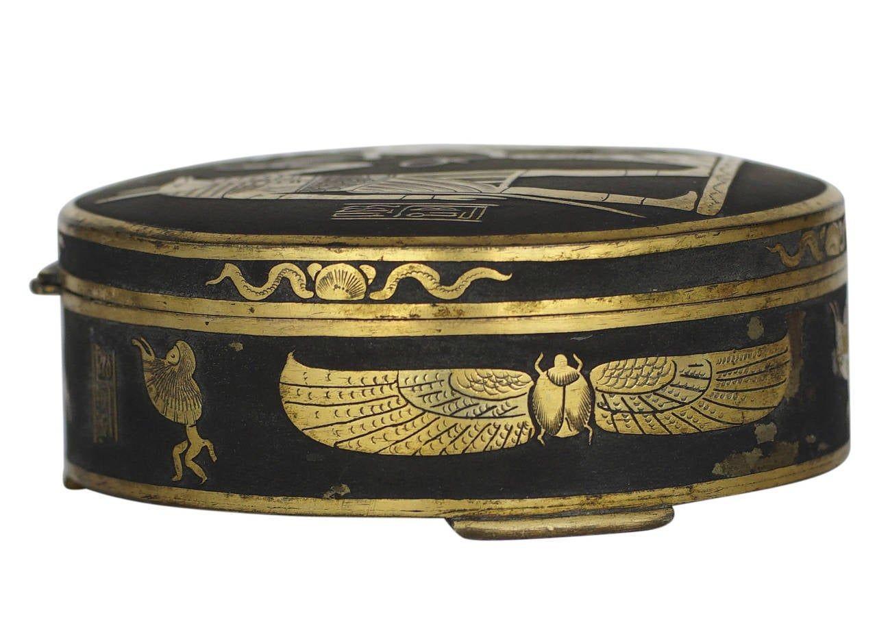 20th Century Egyptian Revival Damascene Decorative Case For Sale