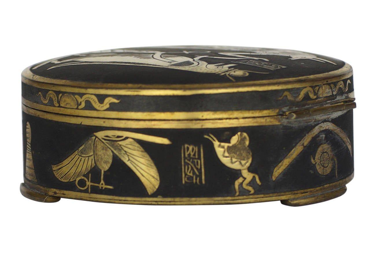 Egyptian Revival Damascene Decorative Case For Sale 1