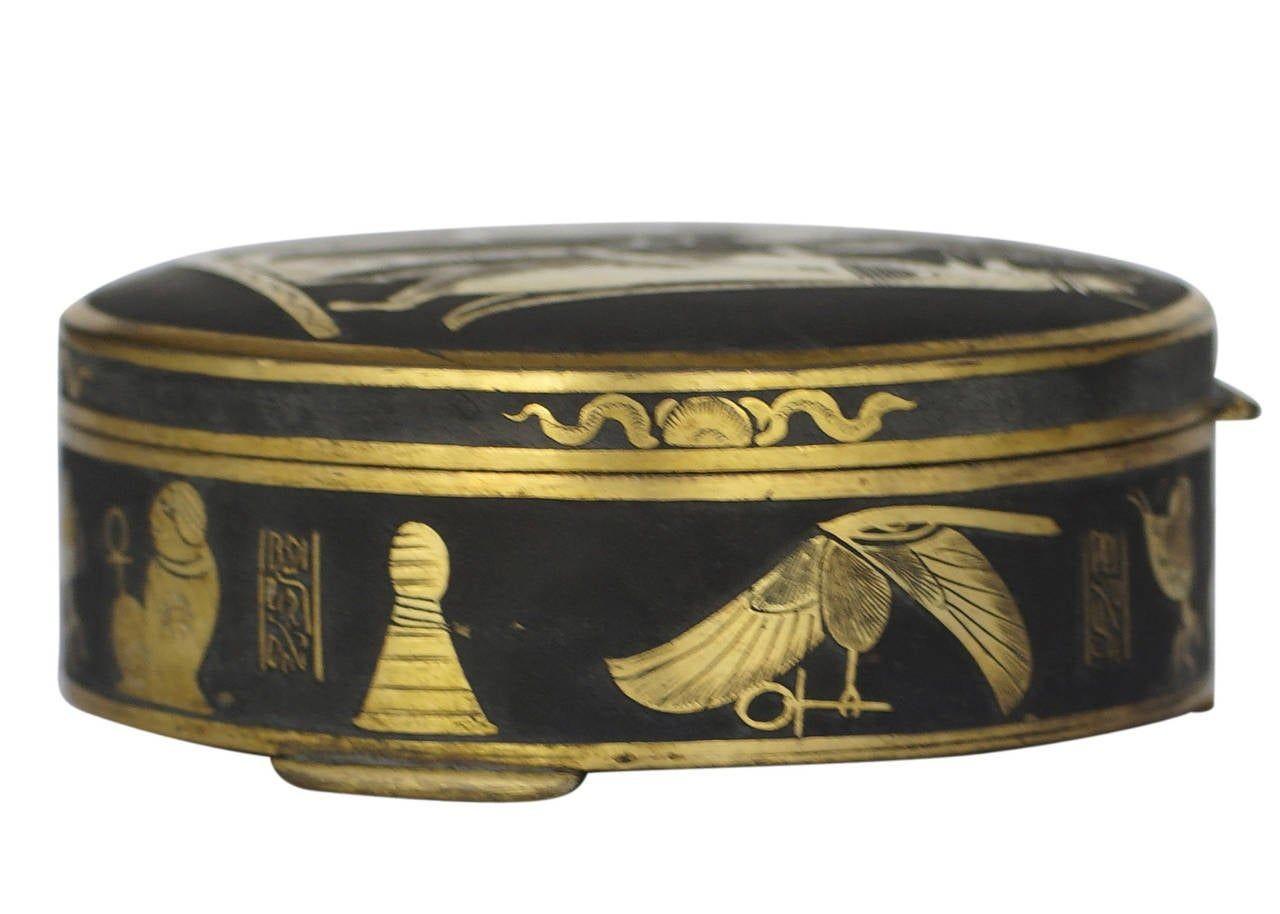 Egyptian Revival Damascene Decorative Case For Sale 2
