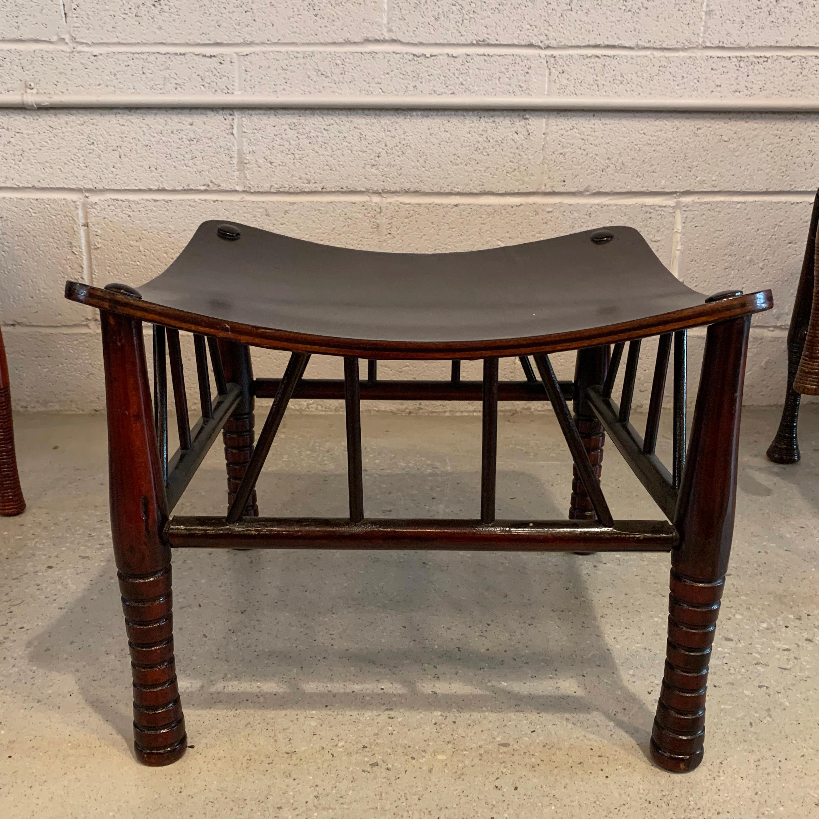 English Egyptian Revival Dark Maple Thebes Stool, Liberty & Co.