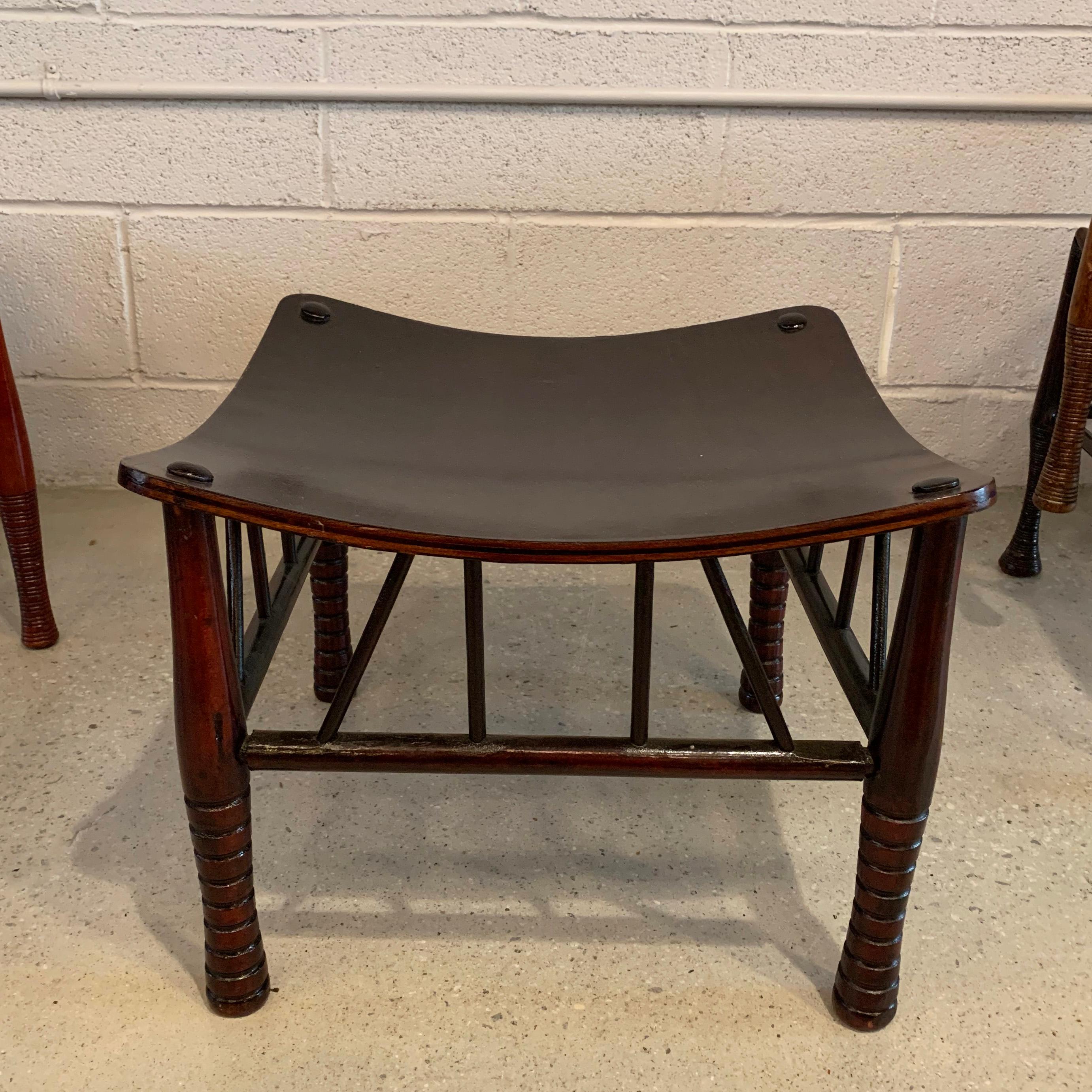 Egyptian Revival Dark Maple Thebes Stool, Liberty & Co. In Good Condition In Brooklyn, NY
