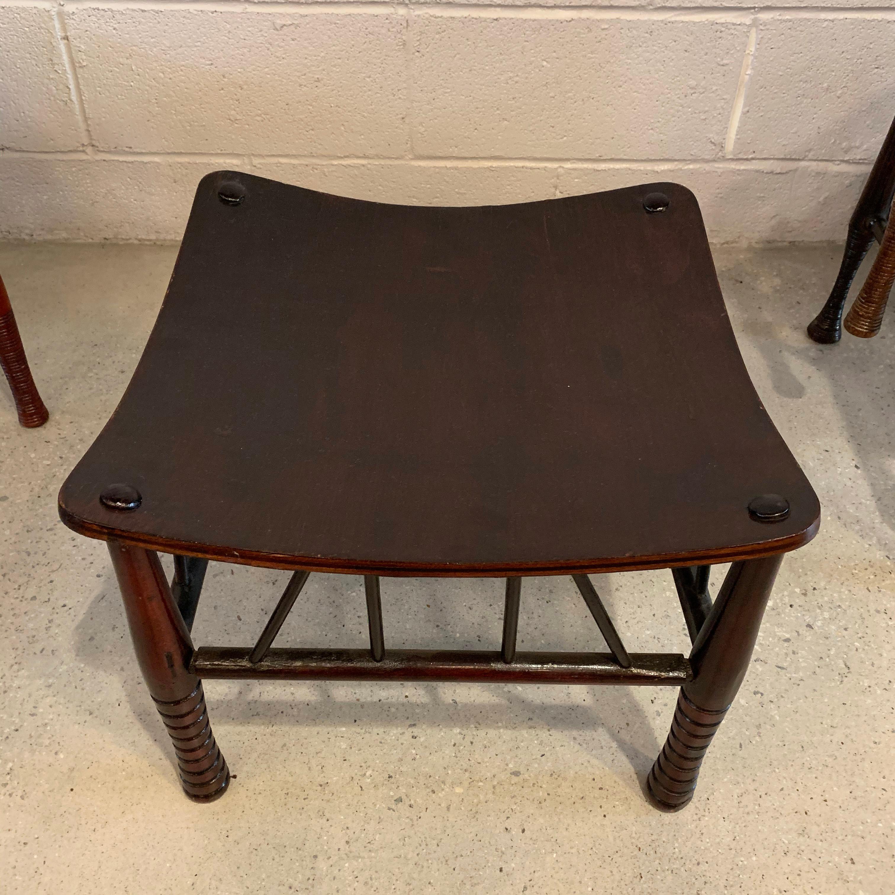 20th Century Egyptian Revival Dark Maple Thebes Stool, Liberty & Co.