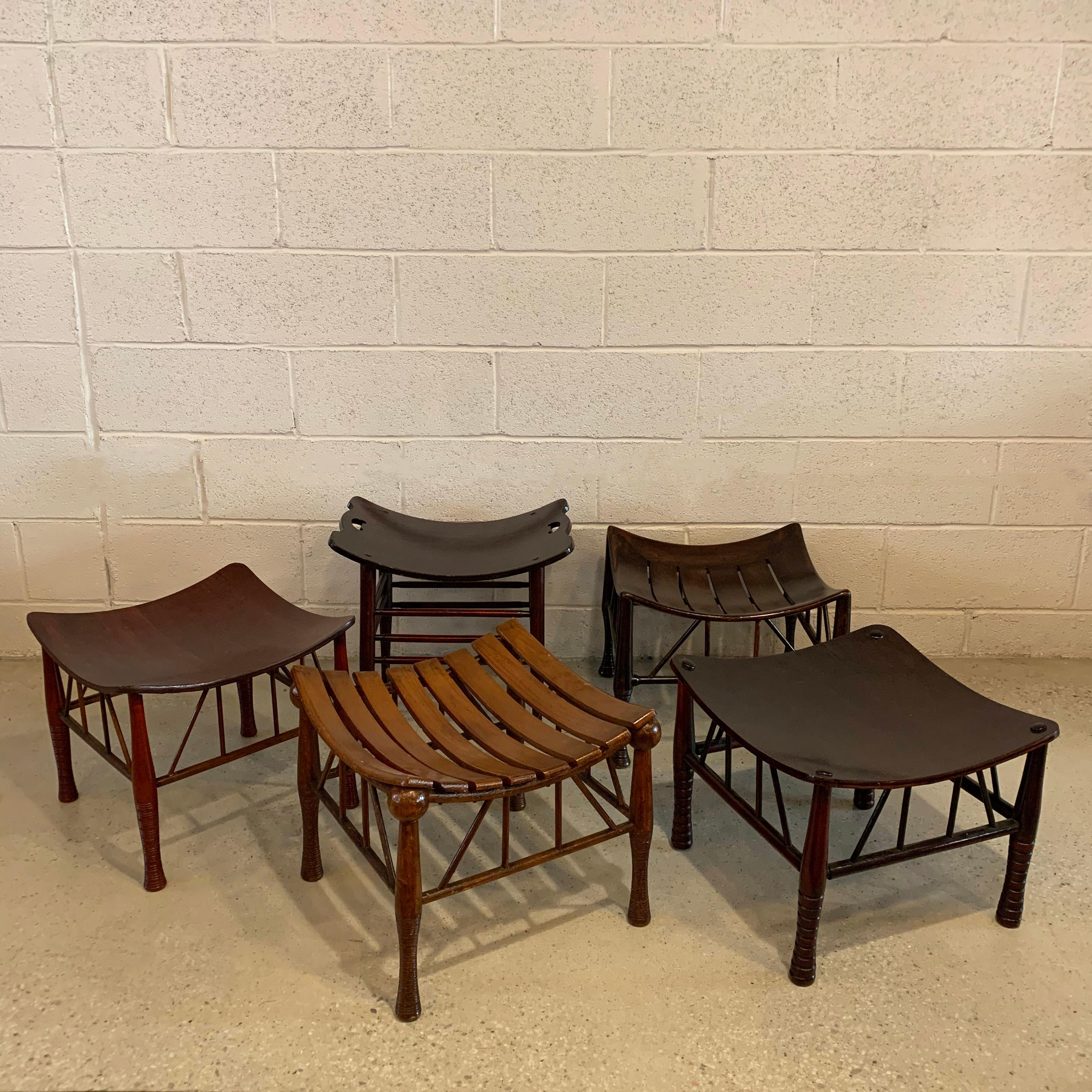 Egyptian Revival Dark Maple Thebes Stool, Liberty & Co. 1