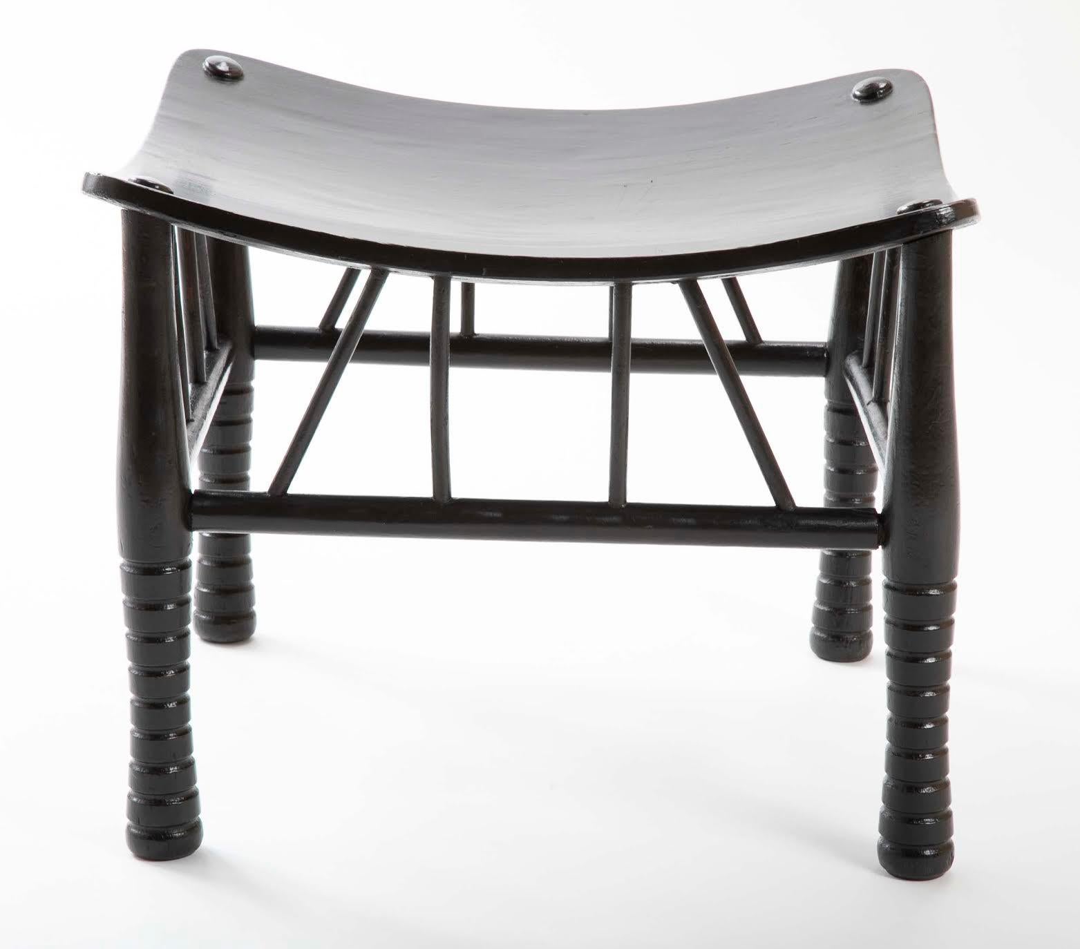 Blackened Egyptian Revival Ebony Thebes Stool, English 19th Century