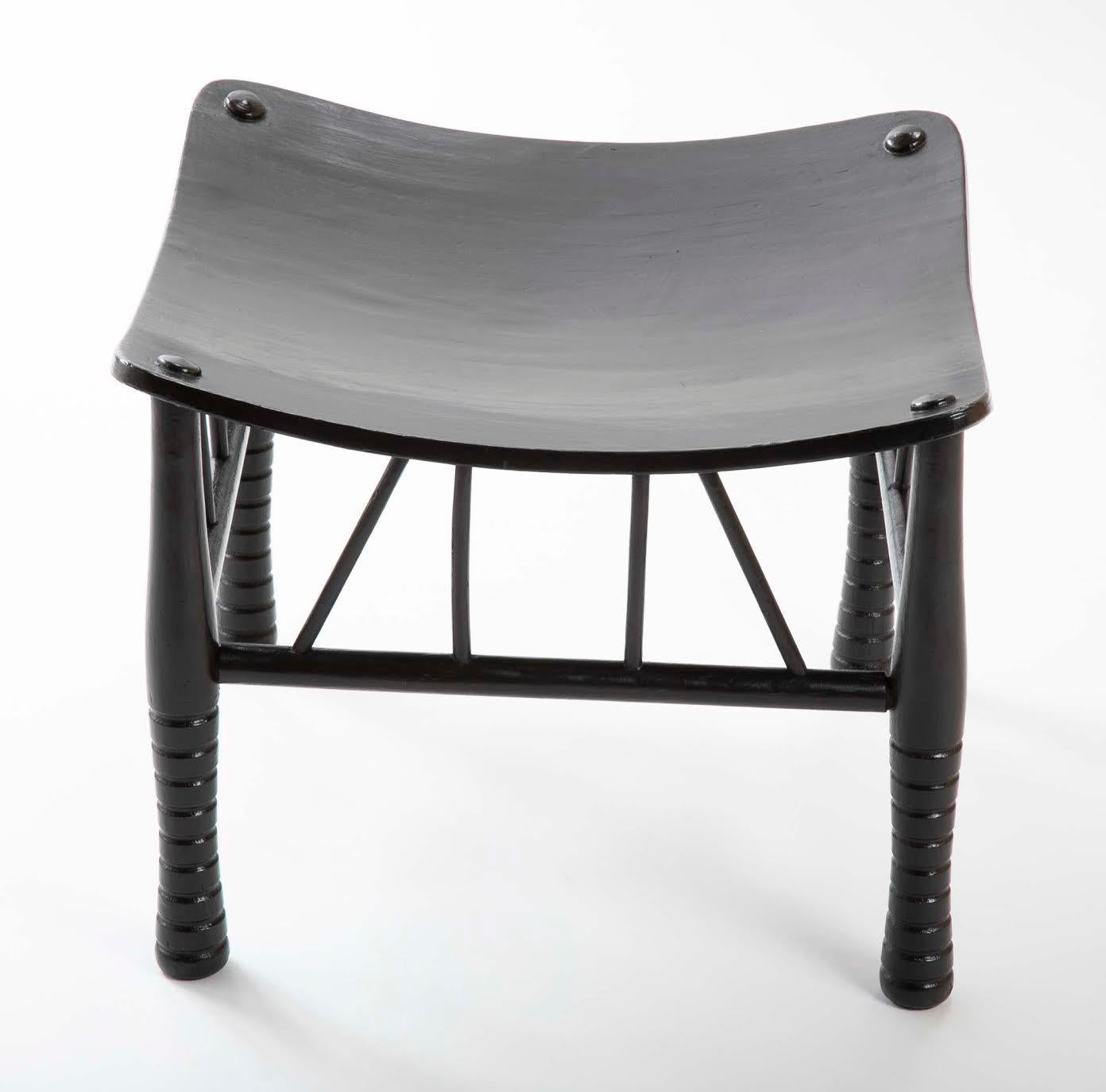 Egyptian Revival Ebony Thebes Stool, English 19th Century In Excellent Condition In Stamford, CT