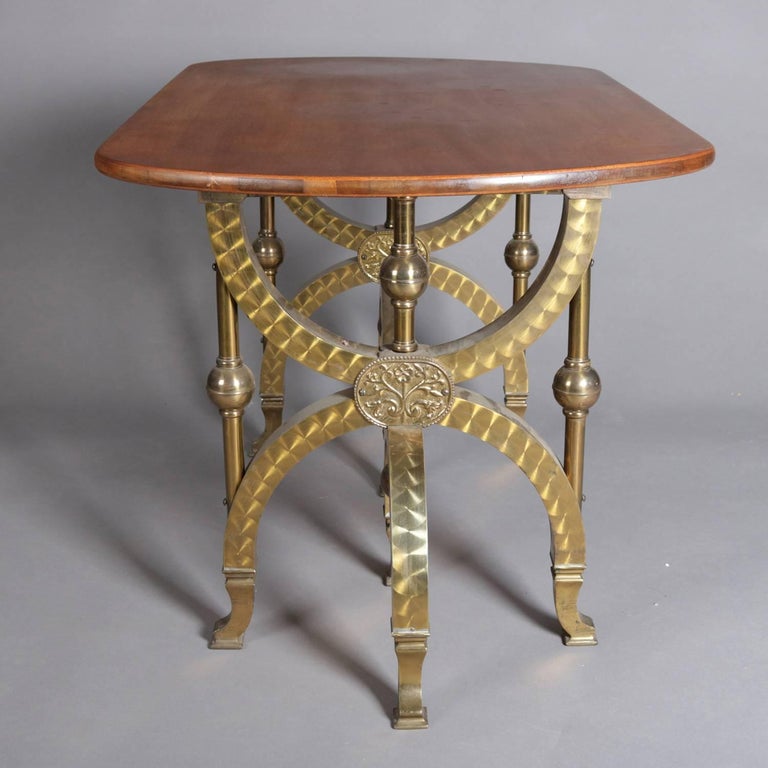Egyptian Revival Embossed Brass and Wood Sarcophagus Coffee Table For Sale at 1stDibs