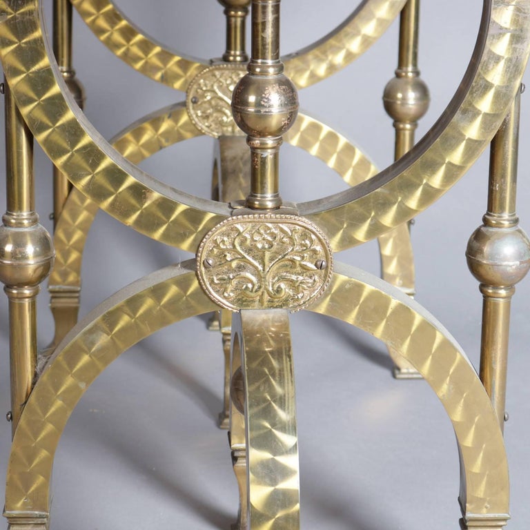 Egyptian Revival Embossed Brass and Wood Sarcophagus Coffee Table For