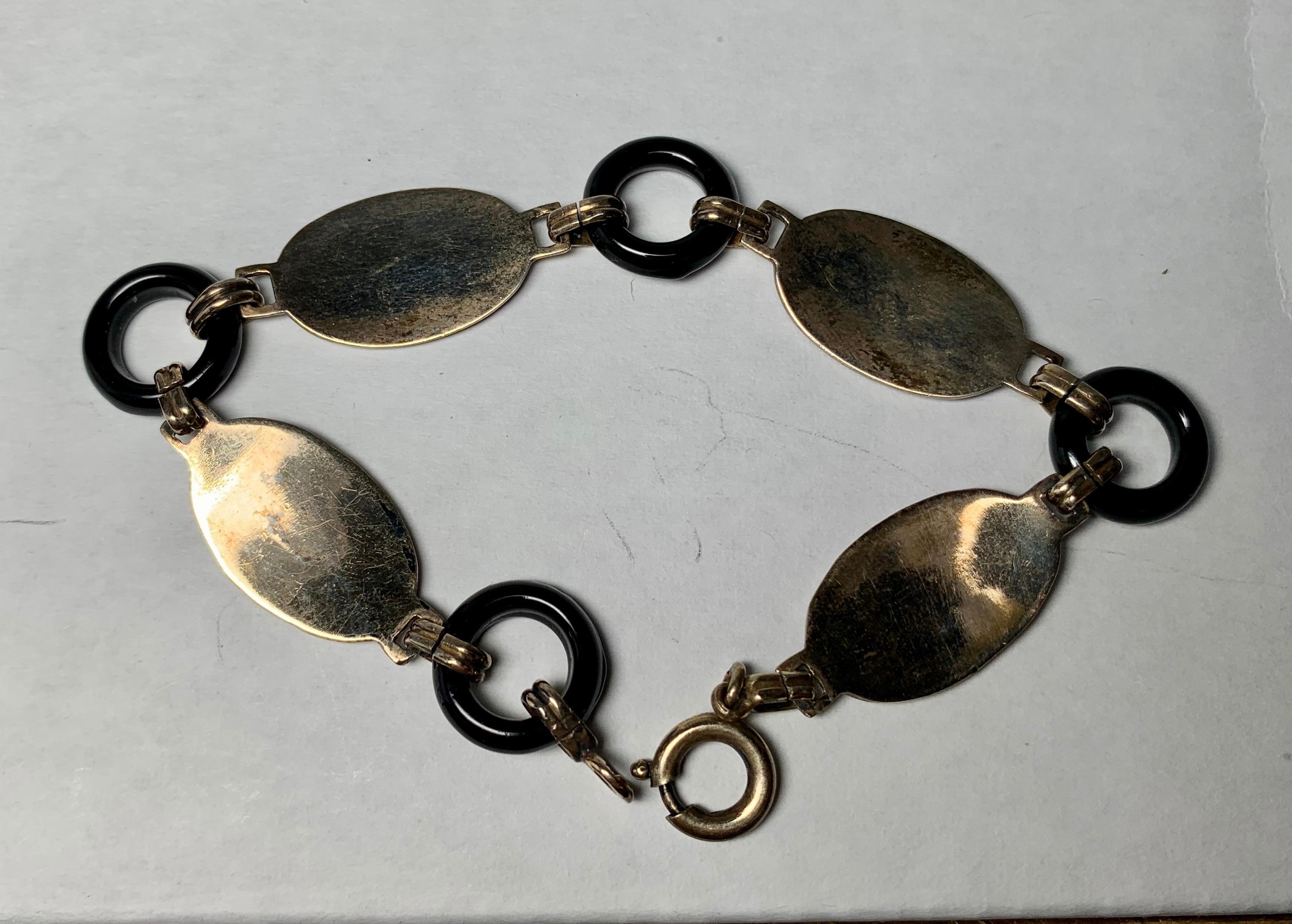 Emaille-Armband im ägyptischen Revival-Stil Art Deco Sterlingsilber Antiker Pharaonen für Damen oder Herren im Angebot