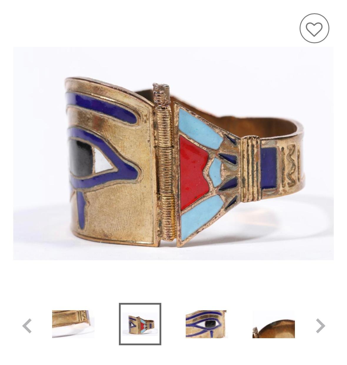Bracelet jonc antique Art déco néo-égyptien Eye of Horus en émail en vente 2