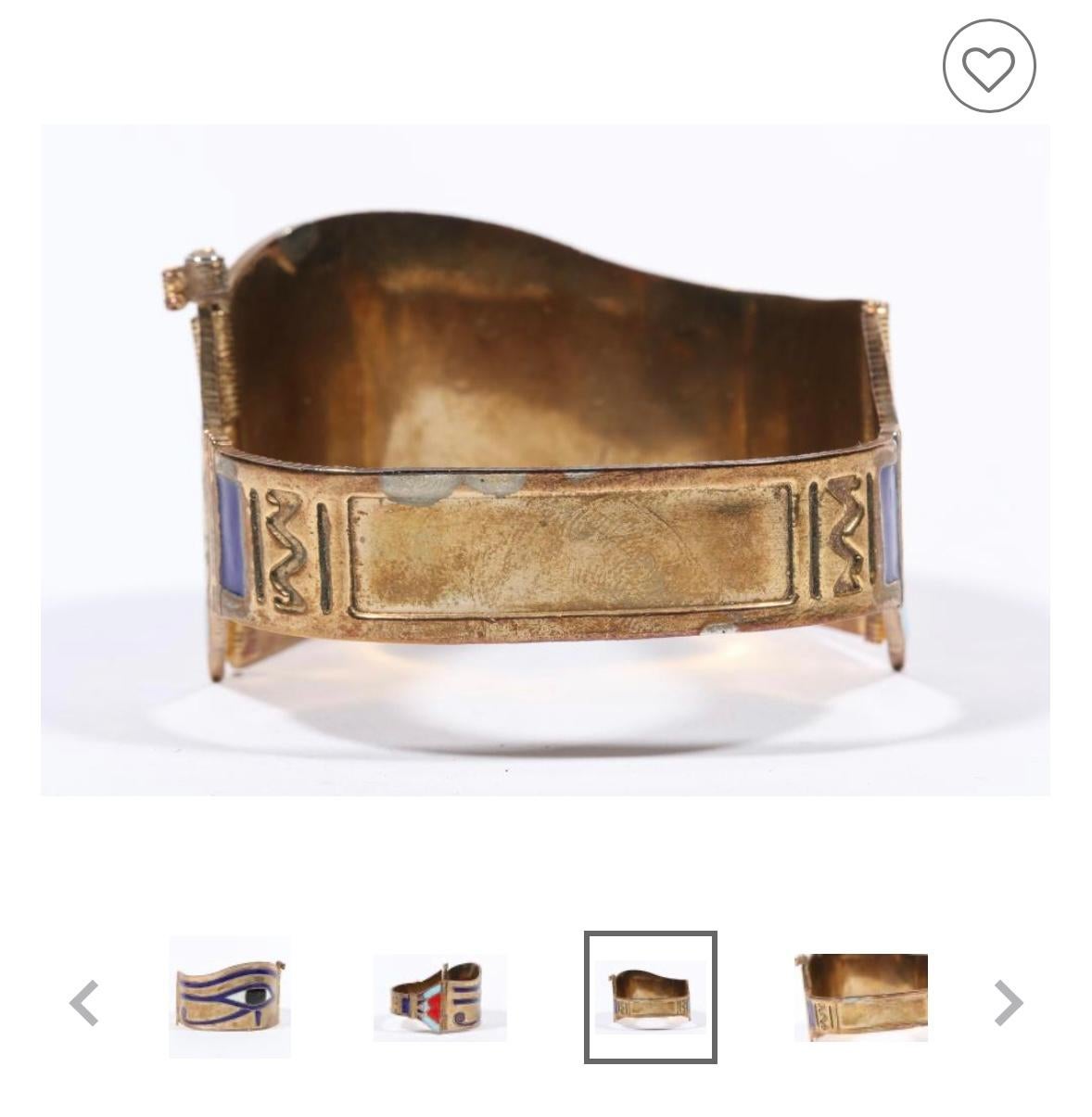 Bracelet jonc antique Art déco néo-égyptien Eye of Horus en émail en vente 3