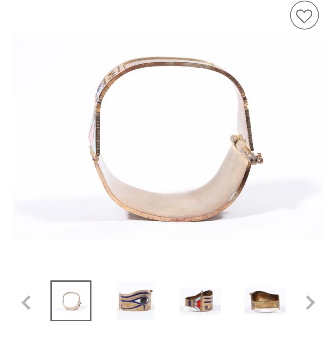 Bracelet jonc antique Art déco néo-égyptien Eye of Horus en émail en vente 4