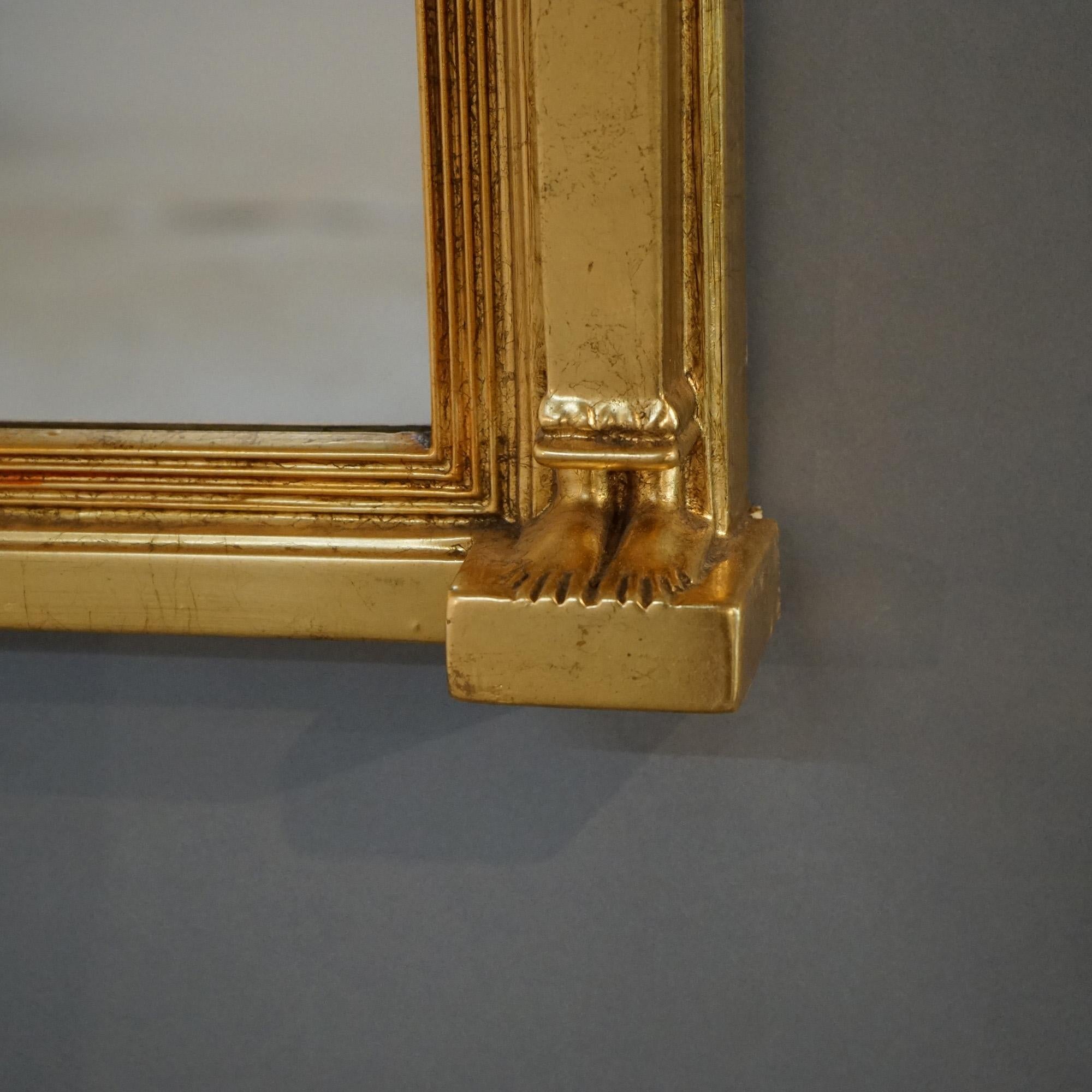 Egyptian Revival Figural Triptych Three-Section Gold Giltwood Wall Mirror 19th C 2