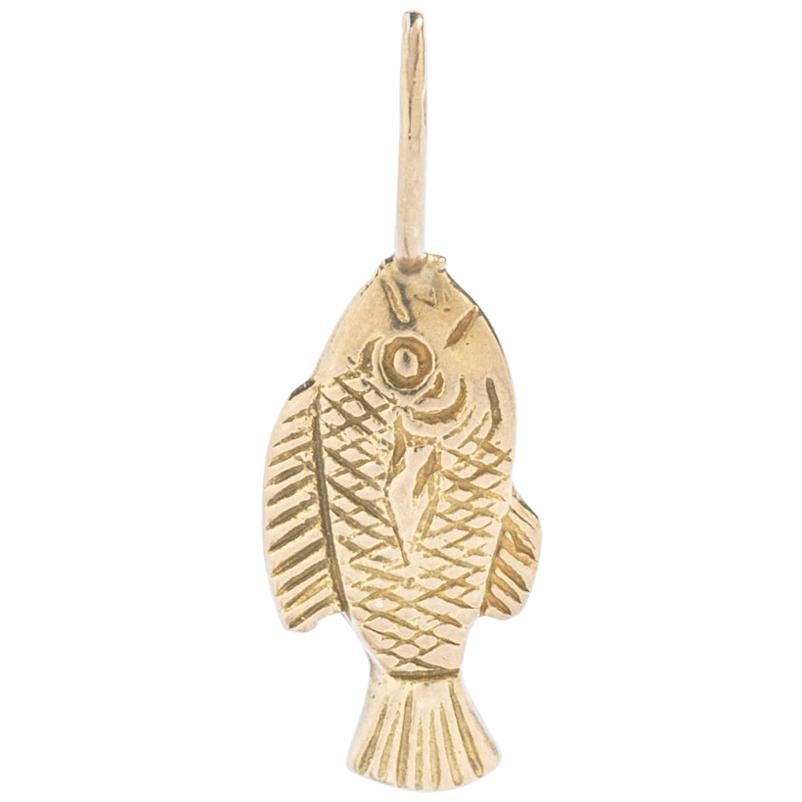 Egyptian Revival Fish Yellow Gold 18 Karat Charm For Sale