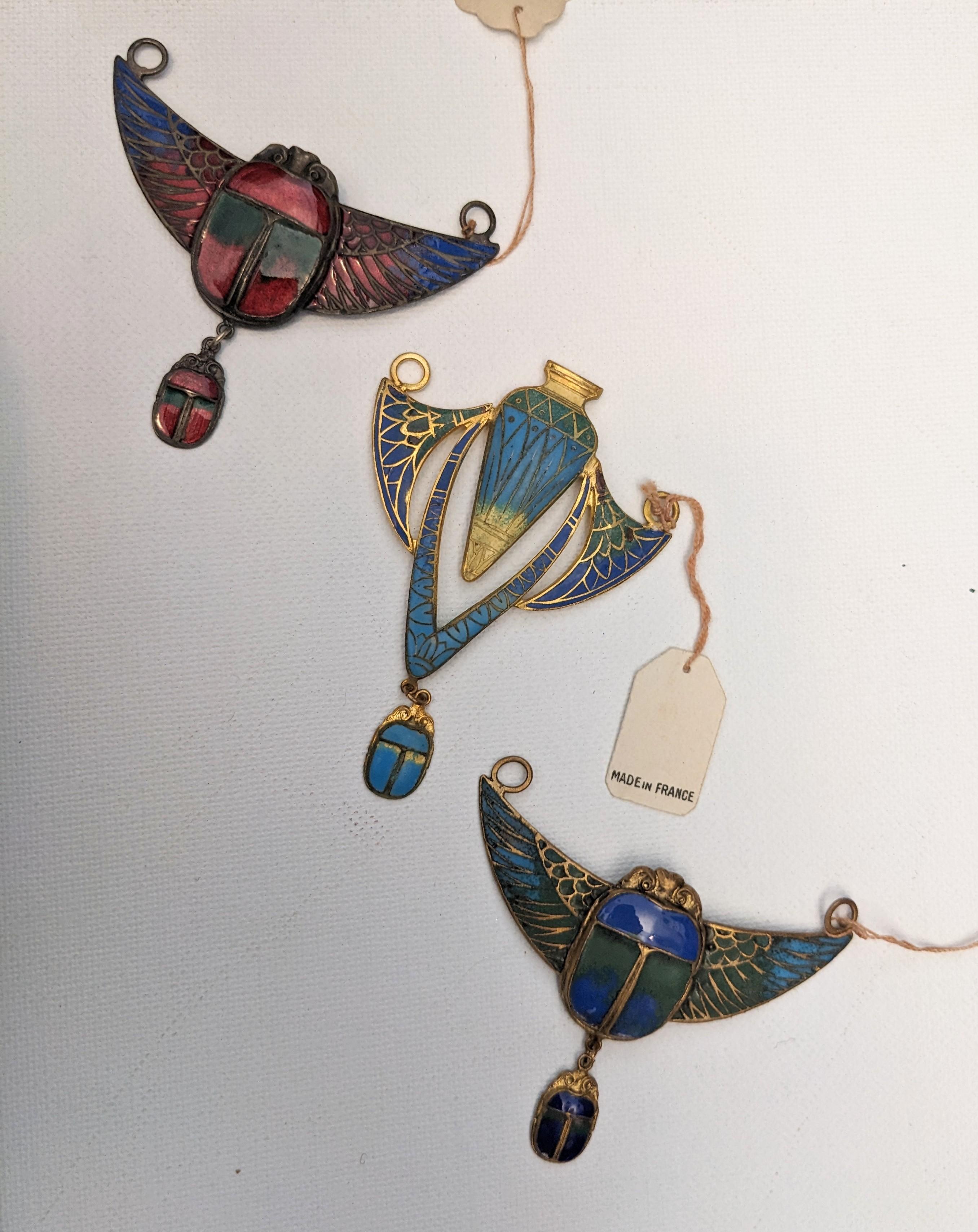 Egyptian Revival French Art Deco Necklaces In New Condition For Sale In New York, NY